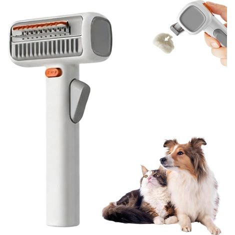 Peigne 2 en 1 à auto-détachement et soin du pelage pour animaux de compagnie, grattoir professionnel pour sous-poil de chiens et de chats, outil de démêlage efficace pour les animaux à poils longs (1/5)