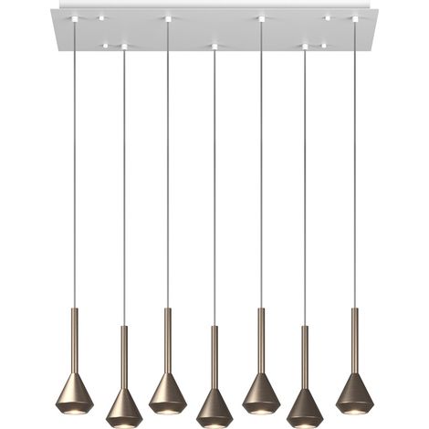 Lampadario Moderno Aygo Metallo Bianco Bronzo 7 Luci Gu10