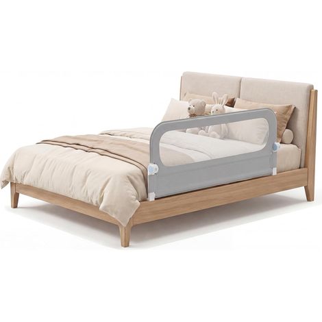 COSTWAY Sponda Letto per Bambini 120cm,Altezza Regolabile a 3 Livelli,Cinghia di Sicurezza,Grigio (1/4)