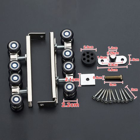 Paire/Ensemble de 4/5 roulettes de suspension en bois pour porte coulissante, supports de roulettes pour rail de porte coulissante, porte suspendue, 8 roulettes (1/5)