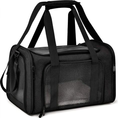 Sac pour animaux de compagnie noir petite taille 40 cm x 25 cm x 25 cm 1 sac de transport pliable pour chat et chien (1/4)
