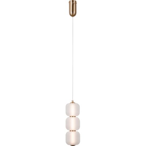 Suspension LED Ganti Italux laiton verre opale Ø11cm 8W (1/3)