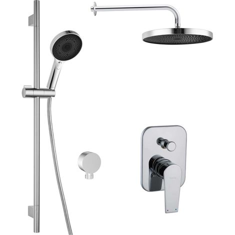 kielle Harmonia - Duschset mit Unterputzarmatur, für 2 Verbraucher, mit Zubehör und Einbaukörper, verchromt 20623SP20