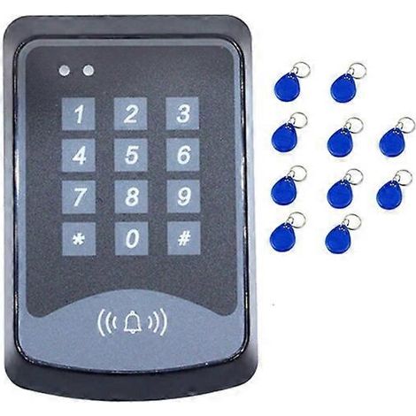 Système de contrôle d'accès par clavier à carte de proximité 125 kHz, lecteur de cartes, système de verrouillage de porte, 1000 porte-clés utilisateurs, boîtier KU03 AC et 10 clés (1/5)