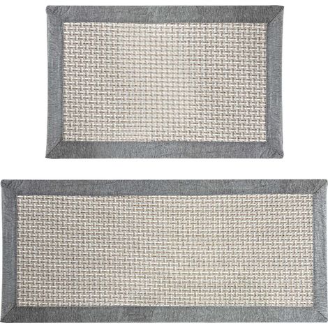 1pcsTapis de Cuisine, Tapis Cuisine Devant evier, Tapis de Cuisine antidérapant et Lavable, Tapis Lavable en Machine Coton et Lin Absorbant Gris(50x 80cm) (1/5)