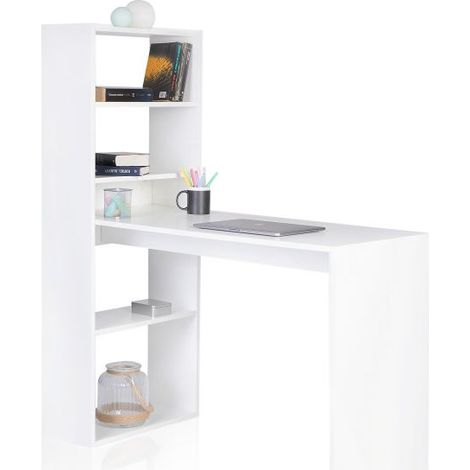 Mesa de estudio con estantería Qanik Blanco 49,5cm (ancho) x 140cm (alto) (1/5)