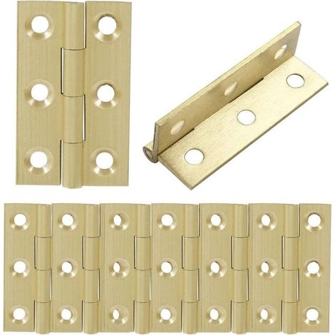 Lot de 8 charnières miniatures en laiton massif 1,5 pouce, petites charnières pour meuble, boîte en bois et coffret (1/4)