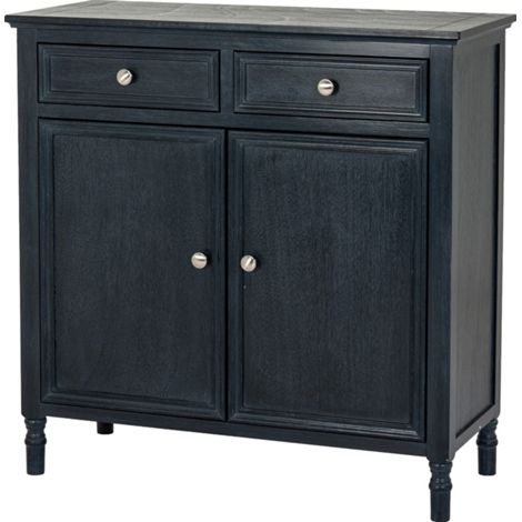 Contour Collection 2 Drawer 2 Door Sideboard - Wood - L35 x W80 x H80 cm - Black
