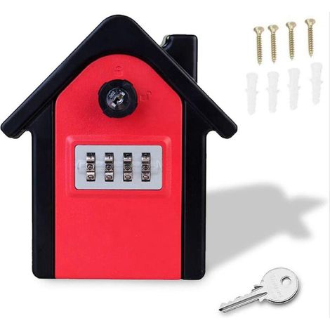 Armadietto portachiavi di sicurezza a parete (rosso) con codice digitale e chiave di emergenza, cassaforte grande per uso domestico, escr-AquaForge (1/5)