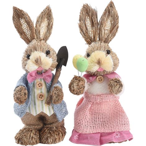 Lapin de pâques, 2 pièces, décoration rustique mignonne, Simulation de lapin, fournitures de fête à domicile, 23cm