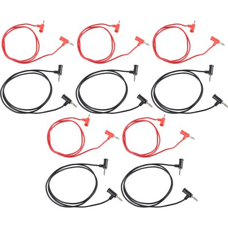 Câble de test fiche banane 4mm 70007, connecteur jack à ressort cuivre PVC, rouge et noir, lot de 5, cordon de mesure chargeur pistolet. (1/5)