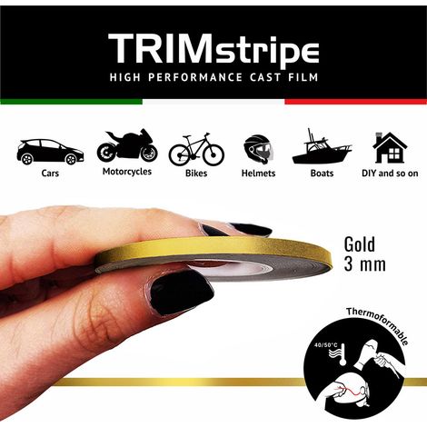 Trim Stripe Strisce Adesive per Auto, Oro - Dimensione: 3 MM X 10 MT