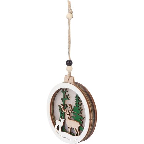 Ornements de Noël en Bois Naturel - Décoration Festive Mignonne et Élégante pour Sapin Type B (1/5)