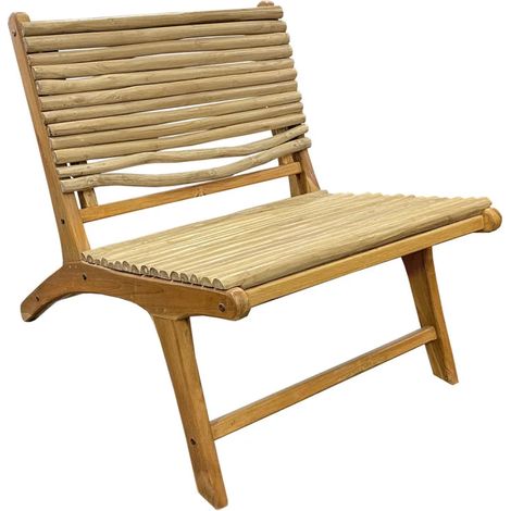 Fauteuil lounge en bois de teck et branches de bois flotté - MARIANO