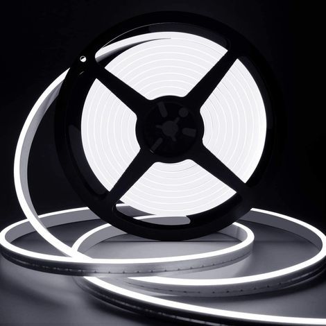10 m LED-Streifen, 24 V, 6000 K, dimmbar, neonweiß, IP65 wasserdicht, kürzbar, flexibles Silikon-Neonlicht für Schlafzimmer, Küche, Dekoration (1/5)