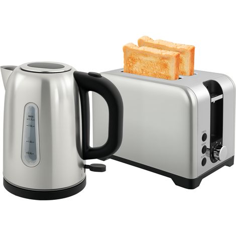 Simple Polished Toaster Kettle Set - Silver Tone (1/5)