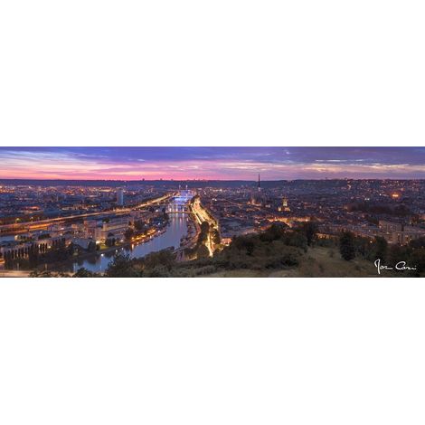 Tableau sur toile Rouen vue colline 30x97 cm - Impression sur Toile Murale Décorative - Image imprimée en HD sur Toile - Toile sur Châssis en Bois FSC - Fabriqué en France (1/4)