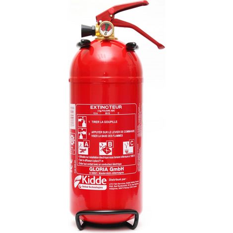 Extincteur 2KG ABC – Poudre sèche pour feux de classe A, B et C – Portée 4m, durée 10s – Compact et léger pour maison et véhicule – Anaf