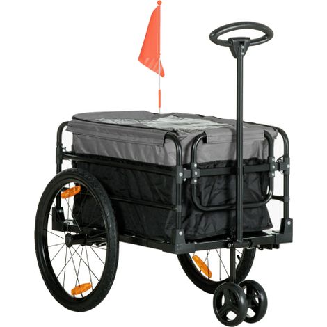 Rimorchio per biciclette 2 in 1, rimorchio per merci, rimorchio per trasporto biciclette, dotato di pneumatici da 20 pollici, capacità di carico 40 kg, dimensioni 130 x 64 x 64/103 cm, installazione i (1/5)