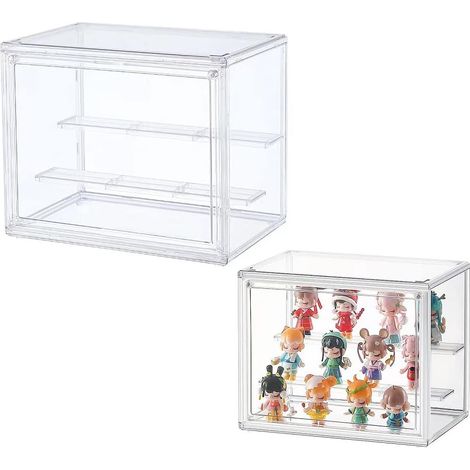 Vitrine de collection : boîte en acrylique transparent à 3 niveaux – figurines – miniatures – et divers objets de collection (Dimensions : 27 × 18 × 21 cm) (1/3)