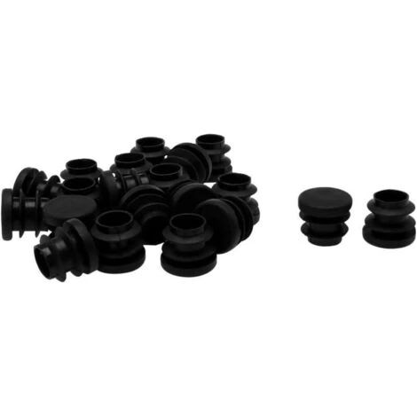 Pieds de meubles, protections nervurées rondes pour tubes de 14 mm de diamètre intérieur, en plastique noir (20 pièces). (1/4)