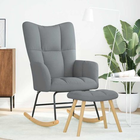 Chaise à bascule,Chaise de relaxation avec repose-pied Gris clair Tissu CFW12681 (1/5)