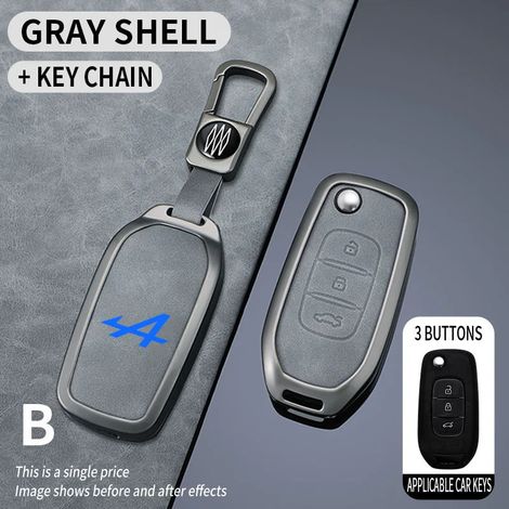 (Chaîne gris anthracite C-gun 2) Étui de protection intégral pour clé de voiture Alpine A290 GTS A110 Espace Austral Koleos Captur Kadjar Duster Lodgy Spring,Housse de clé de voiture pou (1/5)