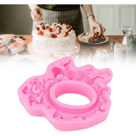 Moule silicone ange européen cadre photo DIY pour gâteau chocolat pâte à sucre cuisson déco 17x15x2.6cm rose (1/5)