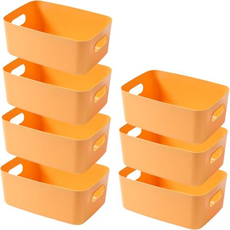 Boîte de Rangement - 1 Unité - Plastique PP - Poignées Latérales - Cuisine Salle de Bain - 30x20x12 cm Jaune (1/5)