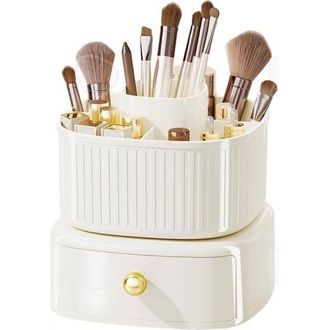 Conteneurderangementpourpinceauxdemaquillage14x16cmavectiroirsrotatifà360organisateurmaquillagedegrandecapacité (1/4)