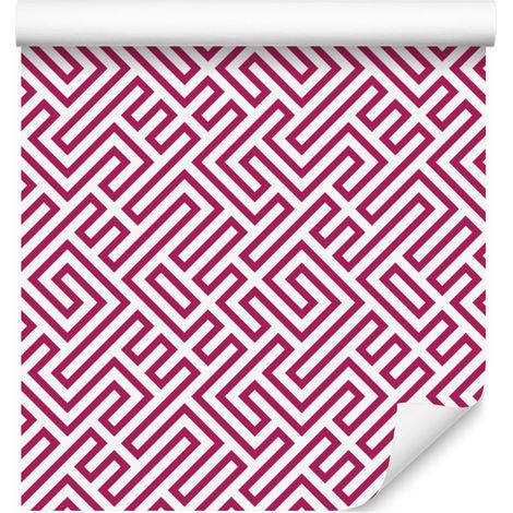 Carta da parati con motivo geometrico rosa cipria, viola e bianco 50x1000 cm (1/5)