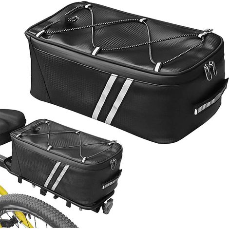 Vélo Sacoche Porte Bagages, Sacoche Porte Bagage Velo Arriere, Sac de Vélo Imperméable, avec Bandes Réfléchissantes et Fermeture Éclair Étanche, pour Articles de Transport de Vélos, 8L (1/5)