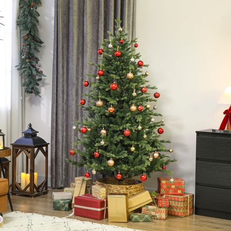 Albero di Natale artificiale da 180 cm, albero di Natale realistico con 1660 punte di rami articolate, supporto in metallo, verde (1/5)