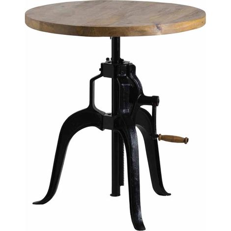 Draftsman Adjustable Bar Bistro Table - Metal/Wood - L70 x W70 x H108 cm - Black/Brown