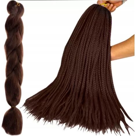 Extensiones de cabello sintético grueso, liso y castaño para trenzas. (1/5)