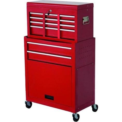 VIGOR-BLINKY Small Carrello Portautensili 8 cassetti acciaio verniciato 61.6x33x75 cm colore Rosso