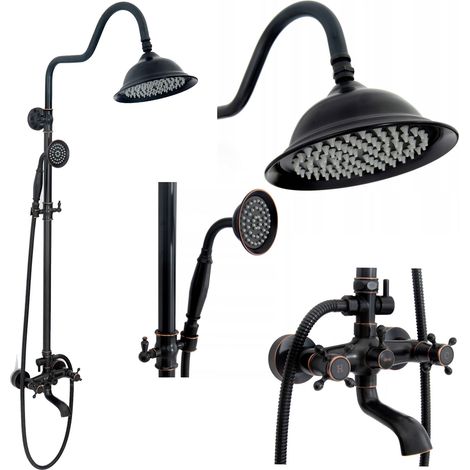 Shower set with shower spout REA Retro Old Black (1/5)