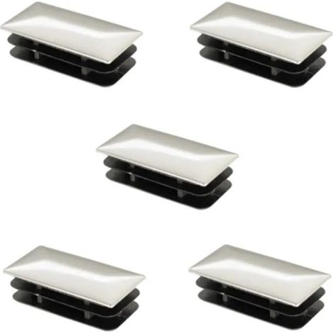 Cyclingcolors – Lot de 5 bouchons de tube rectangulaire 40x20mm – Embout rentrant chromé argent – Pour tubes avec épaisseur de paroi – Finition élégante