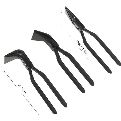 Juego de alicates para chapa metálica, mangos ergonómicos, acero al carbono duradero, color negro. (1/2)