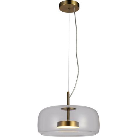 Italux Caste Suspension en forme de dôme de 33 cm, abat-jour fumé doré, blanc chaud 3000K (1/3)