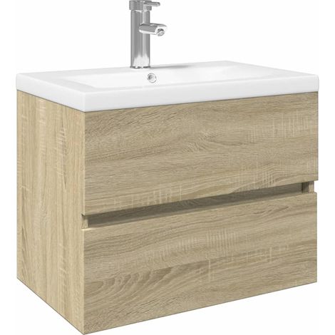 vidaXL 2 Piece Bathroom Furniture Set Ceramic and Engineered Wood
