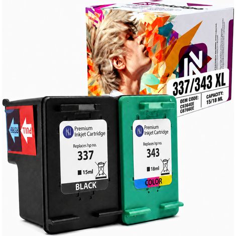Inkdigo Tinte 337 XL 343 XL kompatibel mit HP DeskJet 5940 OfficeJet 6310 TÜV-zertifiziert (1/5)