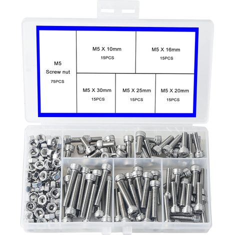 ZOLGINAH M5 Vis à Tête Cylindrique à Six Pans Creux en Acier Inoxydable 304 Pièces Mécaniques à Tête Cylindrique à Six Pans Creux et à écrous Bouton à Tête Hexagonale Socket (1/5)