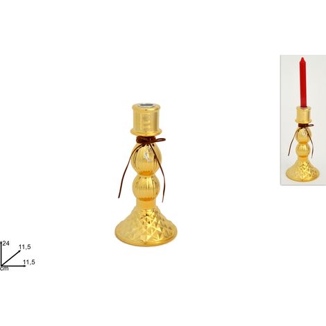 Portacandela Candelabrio Oro con Diamante 24 cm