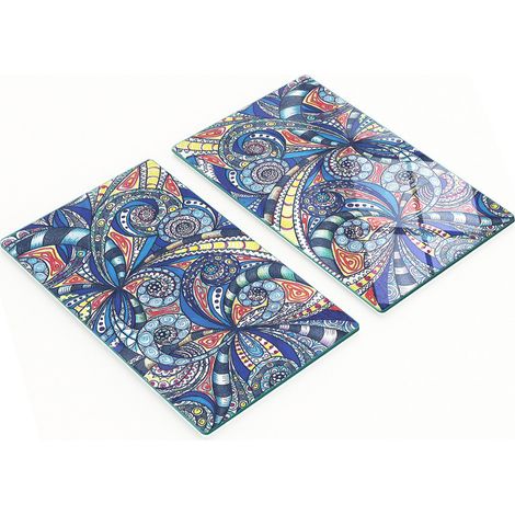 Tableros de vidrio elegantes y duraderos con estampado de ornamento abstracto, 2x30x52 cm.