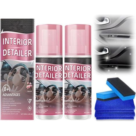Polish Voiture Rayure, Kit Nettoyage Voiture Pour Plastiques Intérieurs Avec Chiffon et Eponge Microfibre, Nettoyant Intérieur 2Pcs (1/4)
