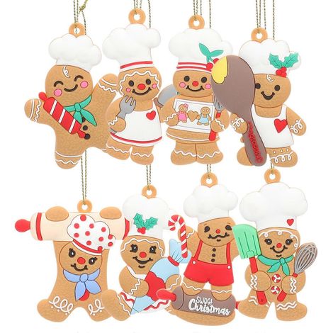 décorations de Noël en forme de bonhomme en pain d'épice à suspendre au sapin, accessoires de décoration pour fêtes-8x5.5cm-Colorful (1/3)