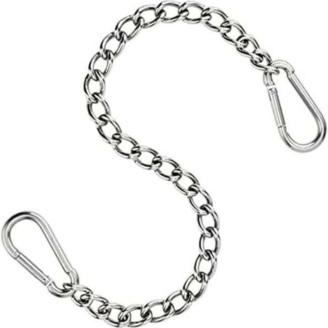 Chaîne de chaise suspendue en acier inoxydable 304 - 66 cm - avec deux mousquetons - jusqu'à 250 kg - pour sac de sable - extension de chaise suspendue et hamac (acier inoxydable 304) (1/4)