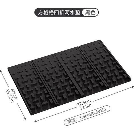 New diatomaceous earth absorbent mat, kitchen silicone anti-slip heat insulation mat, water cup and dish draining mat, wholesale square four-fold draining mat - black -