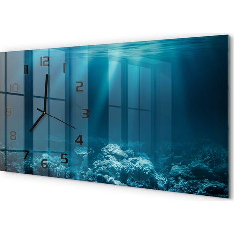 Horloge Murale Panoramique Minimaliste 60x30 cm Design Épuré Moderne Monde sous-marin (1/5)